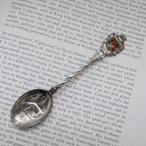 Ornate Silver Souvenir Spoon Deer Design